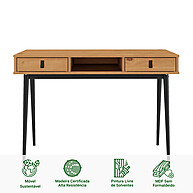 Mesa Escritório Kim: Madeira Preta e Design Retro - imagem 2
