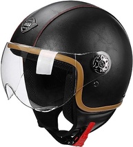 Capacete Moto Retro Couro 3/4 - Estilo Oldtimer Germânico, Certificado ECE/DOT - Conforto e Segurança XL - imagem 4