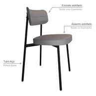 Cadeira Fixa Alloa 50x44,7x83,8cm - Design Contemporâneo com Toques Retrô em Aço Epóxi Cinza - imagem 4