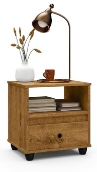 Kit 2 Mesas de Cabeceira Freijó com Gaveta - Design Retro Moderno para Quarto - imagem 4