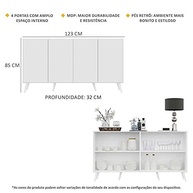 Aparador Buffet 4 Portas com Pés Retrô Veneza Multimóveis Branco - Design Moderno e Funcionalidade - imagem 4