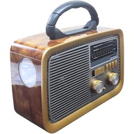Rádio Retrô A-3188 Bluetooth USB SD Auxiliar AM FM SW Lanterna Bateria Recarregável Portátil (Marrom) - imagem 2