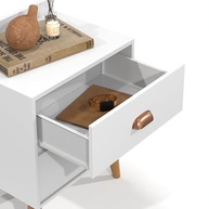 Kit 2 Mesas de Cabeceira Retro Madero com Gaveta e Nichos – Estilo Moderno e Funcionalidade - imagem 5