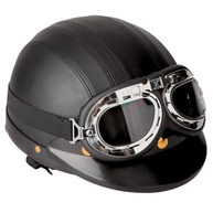 Capacete Coquinho Aberto Retrô com Óculos Integrado - Estilo e Segurança para Motociclistas - imagem 2