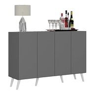 Aparador Buffet 4 Portas Retro Design Veneza - Grafite e Branco | MDP Premium - imagem 4