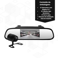 Kit Espelho Retrovisor M7 com Câmera de Ré Borboleta JR8 - Visão Completa e Segurança - imagem 5