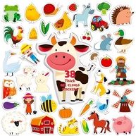 Adesivos de Geleia de Animais da Fazenda - 38 Peças Reutilizáveis para Decoração e Aprendizado Infantil - imagem 2
