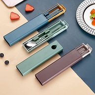 Conjunto de Pauzinhos e Colher com Estojo - Utensílios Metálicos Reutilizáveis para Viagem, Escritório e Cozinha - imagem 3