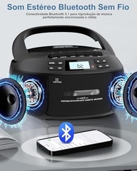 Mini System Retrô com CD, Cassete e Bluetooth: Reviva suas Memórias Musicais! - imagem 4
