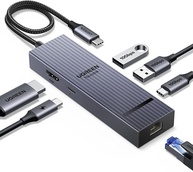 UGREEN Revodok Pro 6 em 1 USB C Hub, Adaptador Gigabit Ethernet com 4K 60Hz HDMI, 100 W PD, Portas de Dados USB A&C 3.2 de 10 Gbps Compatível com Mac M1/M2/M3, iPad, iPhone 16 Pro/Pro Max, Steam Deck - imagem 1
