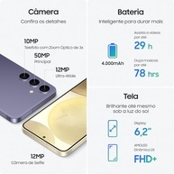 Smartphone Samsung Galaxy S24: Revolucione Sua Experiência com Galaxy AI | 256GB, 8GB RAM, Selfie 12MP, Tela 6.2" 1-120Hz - Preto - imagem 5