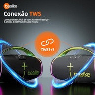 Caixa de Som Bluetooth Basike H61: Som Hi-Fi 60W, Luzes RGB e Resistência IPX6 - imagem 5