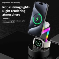 Carregador 3 em 1: Wireless, Suporte e Luz RGB - imagem 4