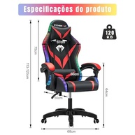 Cadeira Gamer RGB Python Fly com Iluminação RGB, Encosto Reclinável e Design Ergonômico para Jogos e Trabalho (Vermelho) - imagem 3