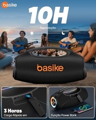 Basike Caixa de Som Bluetooth 80W RMS TWS Estéreo RGB IPX6 - Festa e Exterior - imagem 4