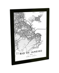 Quadro Decorativo A4 Rio de Janeiro - Mapa em Preto e Branco para Viagem e Decoração - imagem 1