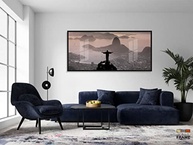 Quadro Decorativo Rio de Janeiro 130x60cm - Moldura Preta com Vinil Brilhante para Sala e Escritório - imagem 5