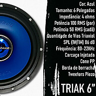 Alto Falante Triaxial 6” Hurricane Triak 100W RMS - imagem 2