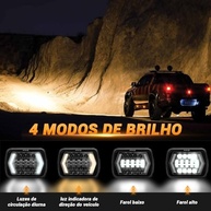 Farol de Milha LED 5x7 120W 16000 Lumens: 4 Modos e Seta Integrada para Aventura Off-Road - imagem 3