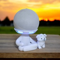 Suporte para Alexa Echo Dot 4, 5 e 3 - Escultura Robert Gato ou Cachorro - Decoração e Presente - imagem 3