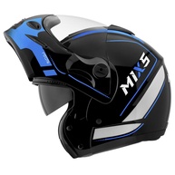 Capacete Mixs MX Captiva Robocop Escamoteável com Viseira Solar Interna - Cinza/Azul - imagem 1