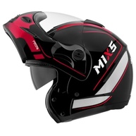 Capacete Mixs MX Captiva Robocop Escamoteável Cinza/Vermelho com Viseira Solar Interna - imagem 2