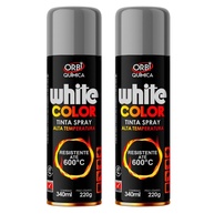 Kit 2 Tintas Spray Alta De Temperatura Prata Pintura Roda Escapamento Motor Forno Fogão Churrasqueira Até 600°C - imagem 1