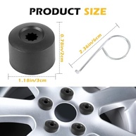 Kit 20 Tampas de Porca de Roda 17mm Pretas + Ferramenta - Volkswagen, Audi, Roewe - imagem 3