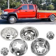Simulador de roda dupla de aço inoxidável polido protetor de 43.2 cm adequado para Dodge Ram3500 2003-2019, 4 peças durável e bonito 8 lug 5 furos de mão capa de roda com tampa central - imagem 2