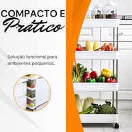 Carrinho Organizador Multiuso com 4 Prateleiras e Rodinhas - Plástico Resistente para Cozinha, Banheiro, Escritório e Salão - imagem 3