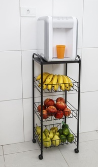 Fruteira de Chão 3 Andares com Rodinhas e Cesto Removível - Design Moderno e Prático - imagem 1