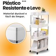 Carrinho Organizador Multiuso com 4 Prateleiras e Rodinhas - Plástico Resistente para Cozinha, Banheiro, Escritório e Salão - imagem 4