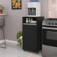 Aparador Esconde Botijão de Gás com Rodízios e Design Moderno Preto - imagem 2