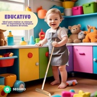 Kit de Limpeza Infantil com Vassourinha, Pá e Rodo - Brinquedo Educativo para Crianças a Partir de 3 Anos - imagem 4
