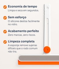 Rodo Limpa Vidros Multiuso com Cabo Dobrável e Esponja Traseira | Limpeza Impecável em Janelas, Box, Carro e Pias | Silicone Flexível Anti-Risco | Portátil e Prático (Azul) - imagem 5