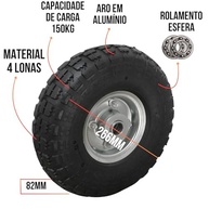Roda Pneumática Cargo Speed 350-4: Duplo Rolamento, Alta Durabilidade e Carga Pesada - imagem 3