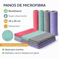 Rolo com 20 Panos de Limpeza em Microfibra 25x25cm - Super Absorvente, Reutilizável e Prático (Roxo) - imagem 3