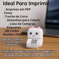 Mini impressora térmica portátil (Rosa) sem fio 200dpi + 10 rolos papel adesivo térmico e 1 rolo comum 57 * 30mm impressão bluetooth para fotos scanners, etiquetas - imagem 4
