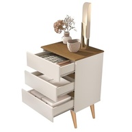 Mesa de Cabeceira Roma com 3 Gavetas em Off White e Freijó - Design Moderno para Quarto - imagem 5