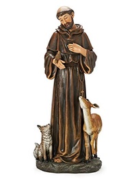 Boneco de São Francisco com Animais – Joseph's Studio by Roman – 45,72 cm, Resina e Pedra, Coleção Renascentista, Presente Religioso - imagem 2