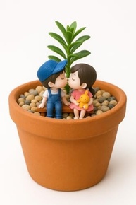 Casal em Banco de Madeira - Miniatura para Terrários e Decoração Romântica - imagem 5
