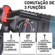 Martelete 800W: Furadeira, Parafusadeira e Rompedora - imagem 2