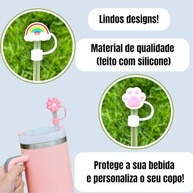 Tampa Protetora para Canudo Stanley 10mm - Silicone Premium Rosa Bebê - imagem 4