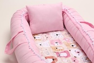 Kit Completo para Bebê Menina: Almofada Amamentação + Ninho Redutor + Porta Fralda Rosa - imagem 5