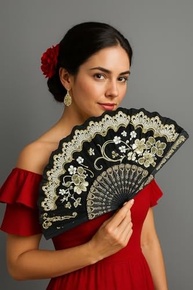 Leque de Mão Espanhol Rosa Pink com Renda e Estampa Floral - Elegância e Refresco para Festas e Decoração - imagem 3