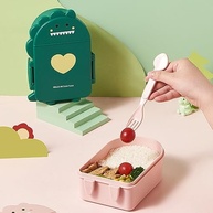 Marmita Lancheira Infantil Escolar Dinossauro Rosa com Divisória - Segura Refeições e Encanta as Crianças - imagem 2