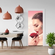 Adesivo Decorativo Porta Salão de Beleza - Flor Rosa e Vermelha | Transforme seu Ambiente com Estilo - imagem 5