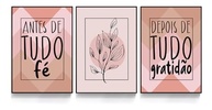 Kit 3 Quadros Antes De Tudo Fé Rosa Oliva Moderno - 60x40cm - Decoração Elegante para Sala e Quarto - imagem 5