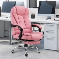 Cadeira de Escritório Ergonômica Rosa com Apoio para Pés e Encosto Ajustável - imagem 1