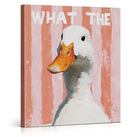 Arte de Parede Engraçada What the Duck - Pintura de Pato Rosa emoldurada 20x25cm - imagem 2